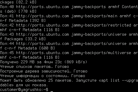 Обновление базы данных apt